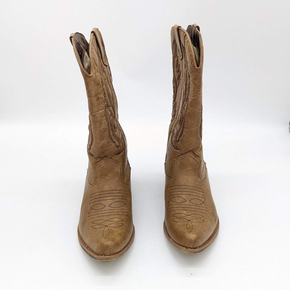 Coconuts by Matisse Tan Faux Leather Gaucho Cowboy Boots Size 6.5 - Picture 5 of 9